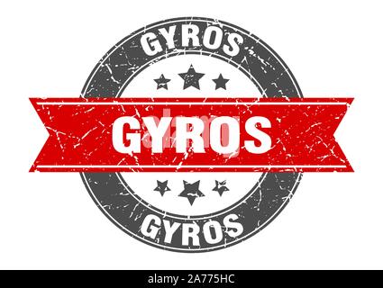 Gyros runden Stempel mit rotem Band. gyros Stock Vektor