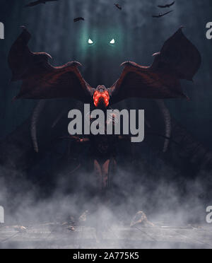 Monster im Dunkeln, Frau Kreaturen, 3D-Illustration** 3D-Figuren Stockfoto