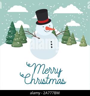 Freuen mery Weihnachtskarte mit Schneemann Stock Vektor