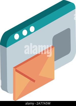 Website E-mail Korrespondenz Post isometrische Vector Illustration Stock Vektor