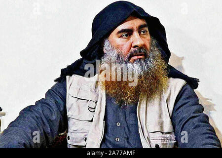 Washington, United States. 30 Okt, 2019. Foto von Abu Bakr al-Baghdadi, Führer der Islamischen Staat im Irak und der Levante (ISIL). Baghdadi tötete sich am 26. Oktober 2019, bei einer Razzia der US-Sondereinsatzkräfte auf seinem Mittel im Nordwesten von Syrien. Foto mit freundlicher Genehmigung des Verteidigungsministeriums/UPI Quelle: UPI/Alamy leben Nachrichten Stockfoto