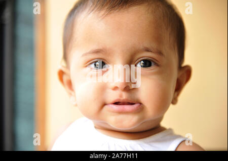 Mumbai, Maharashtra, Indien - Asien; Dez. 2011 - Porträt des Indischen sechs Monate alte süße kleine Mädchen. Stockfoto