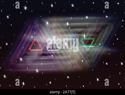 Magic vier Elemente Symbole breitet sich die mystische glänzend Energie in geistlichen Raum. Feuer, Wasser, Erde, Luft Stock Vektor