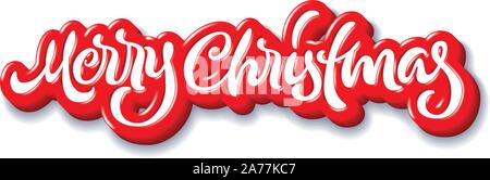 Frohe Weihnachten kalligrafischen handdrawn Schriftzug mit Puffy jelly Stil Stock Vektor