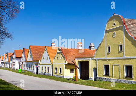 Vesnice Holasovice (UNESCO), selske baroko 19. stol., Jizni Cechy, Ceska Republika/Holasovice Dorf (UNESCO), Südböhmen, Tschechische Republik Stockfoto