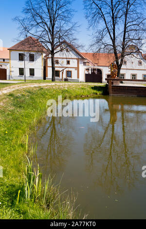 Vesnice Holasovice (UNESCO), selske baroko 19. stol., Jizni Cechy, Ceska Republika/Holasovice Dorf (UNESCO), Südböhmen, Tschechische Republik Stockfoto