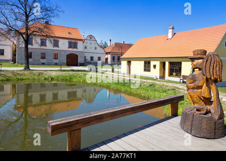 Vesnice Holasovice (UNESCO), selske baroko 19. stol., Jizni Cechy, Ceska Republika/Holasovice Dorf (UNESCO), Südböhmen, Tschechische Republik Stockfoto