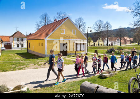 Vesnice Holasovice (UNESCO), selske baroko 19. stol., Jizni Cechy, Ceska Republika/Holasovice Dorf (UNESCO), Südböhmen, Tschechische Republik Stockfoto