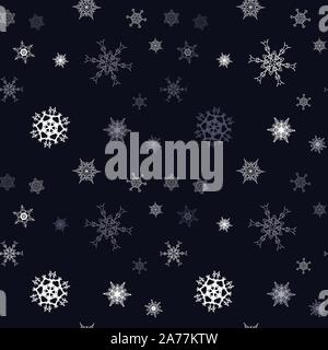 Weihnachten Schneeflocke nahtlose Muster mit Fliesen- fallenden Schnee Stock Vektor