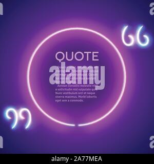 Retro neon leuchtenden Anführungszeichen frame Stock Vektor