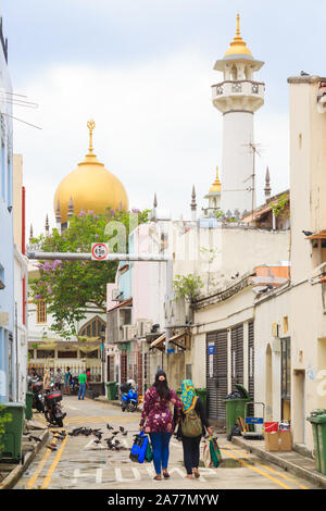 Singapur - 10 MAR 2018: Masjid Moschee Blick von der alten Straße in Singapur Stockfoto