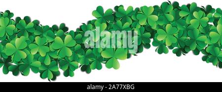 Saint Patricks Day Hintergrund mit gesprüht grünen Klee Blätter oder Shamrocks Stock Vektor