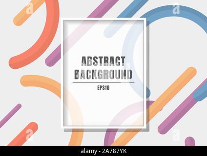 Rechteck Weiß auf Blau, Orange, Lila, Gelb Farbe geometrische Kreis und abgerundeten Linie abstrakt Hintergrund. Vector Illustration Stock Vektor