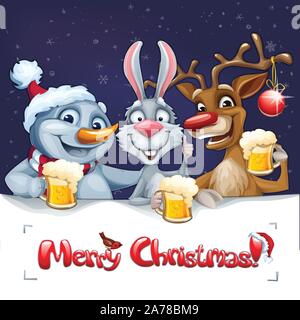 Weihnachtskarte mit lustigen Urlaub Zeichen Stock Vektor