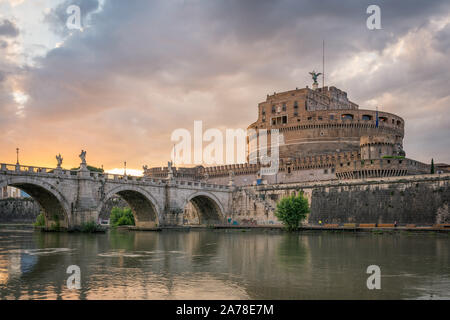 Sonnenuntergang von Castel Sant'Angelo, Rom, Italien Stockfoto