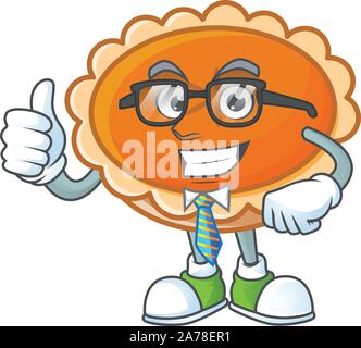 Orange Torte cartoon mit Geschäftsmann Maskottchen Design. Stock Vektor