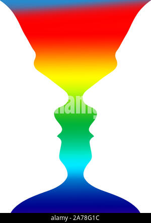 Optische Illusion, ein Regenbogen Vase oder zwei Menschen einander zugewandt Stockfoto