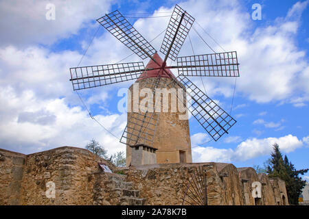 Windmühle in Algaida, Mallorca, Balearen, Spanien Stockfoto