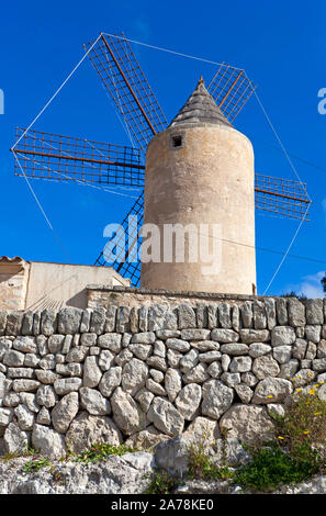 Windmühle in Algaida, Mallorca, Balearen, Spanien Stockfoto