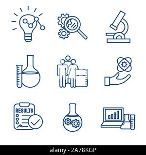 Wissenschaftliche Prozess Icon Set - Hypothese, Analyse, etc. Stock Vektor
