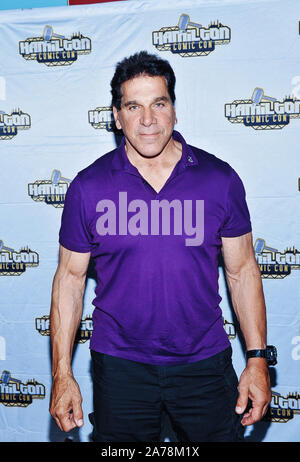 19. Oktober 2019 - Hamilton, Ontario, Kanada. Schauspieler Lou Ferrigno (am besten für seine Rolle als Hauptfigur in "Der unglaubliche Hulk") an der Hamilton Comic Con an der kanadischen Warplane Heritage Museum bekannt. Photo Credit: Brent Perniac/AdMedia/MediaPunch Stockfoto