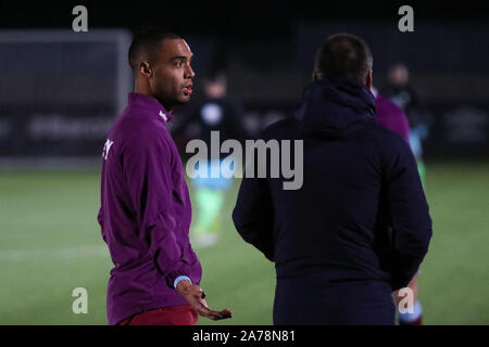 DAGENHAM, England. 30. Oktober: Winston Reid von West Ham United U23 Sprechen während der Premier League International Cup Match zwischen West Ham United ein Stockfoto