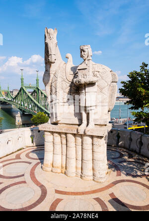 Der hl. Stephanus memorial Skulptur, Gellertberg, Budapest, Ungarn Stockfoto