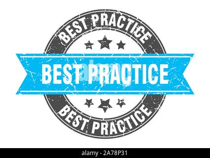 Best practice runden Stempel mit Türkis Ribbon. best practice Stock Vektor