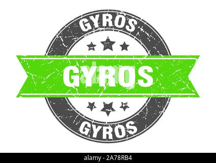 Gyros runden Stempel mit Green Ribbon. gyros Stock Vektor