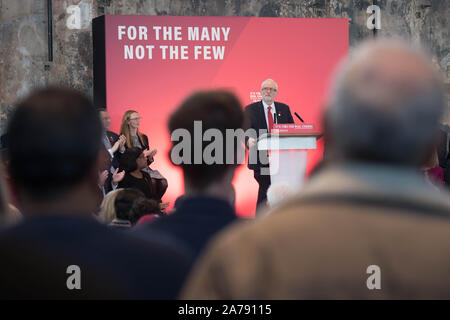 Der Führer der Jeremy Corbyn startet Bundestagswahlkampf der Labour Party an der Battersea Arts Centre, London. Stockfoto