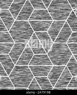 Grey Marl Heather Nahtlose wiederholen Vector Pattern Swatch mit weißen Hexagon und polygonale Geometrische Formen Stock Vektor