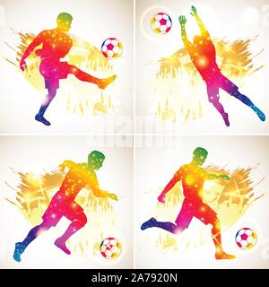 Set silhouette Fußballspieler Stock Vektor