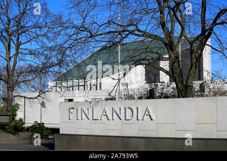 Die Finlandia-halle, 1967-1971, ist ein Kongress- und Veranstaltungszentrum in Helsinki, Finnland. Jedes Detail des Gebäudes ist durch Architekten Alvar Aalto entworfen. Stockfoto