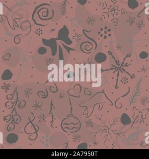 Cute Winter Hintergrund mit Hand gezeichnet Schneeflocken, Bögen, Noten der Melodie, Eisbär, Ornamente, Sterne auf subtile teal Hintergrund. Vector Illustration Stock Vektor