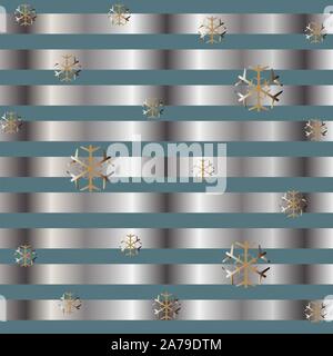 Gold und Silber Rahmen mit Schneeflocken. Für Visitenkarten, Postkarten, Hintergründe, Abdeckungen usw. Für Schönheit und Luxus Produkte. Vector Illustration. Stilisierte Si Stock Vektor