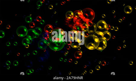 Grün, Blau, Rot, Grün, Gelb und Schwarz bokeh Hintergrund Stockfoto