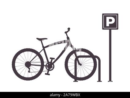 Fahrrad Parken, einfache grafische monochromen Vector Illustration. Fahrrad parken Symbol. Fahrrad parken Silhouette Stock Vektor