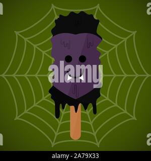 Monster Form Eis Popsicle. Halloween Jahreszeit-Vector Illustration Stock Vektor