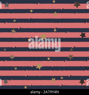 Cute Funky Muster mit den goldenen Sternen. Vector Illustration Stock Vektor