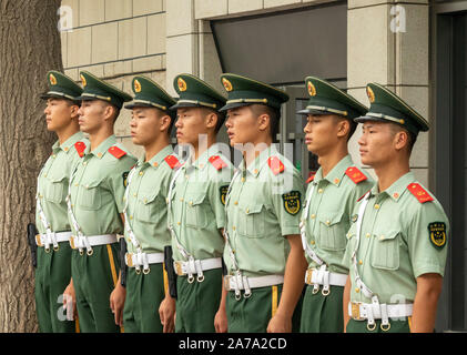 Militärische polizeidienststelle am Platz des Himmlischen Friedens, Peking, China Stockfoto