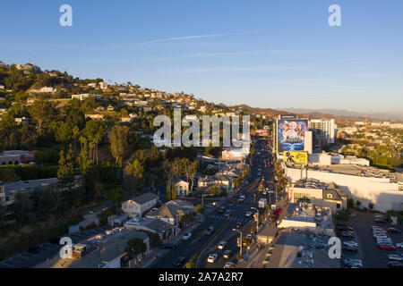 Luftaufnahme des Sunset Strip, Los Angeles, Kalifornien Stockfoto