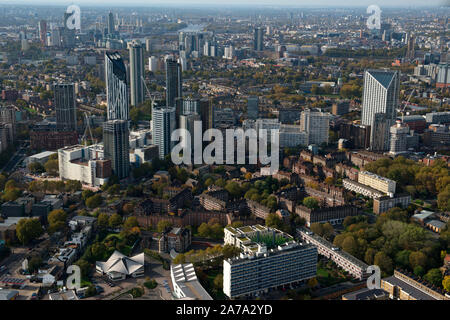 Der Bereich der Elephant und Castle im Süden Londons als aus der Luft gesehen. Stockfoto