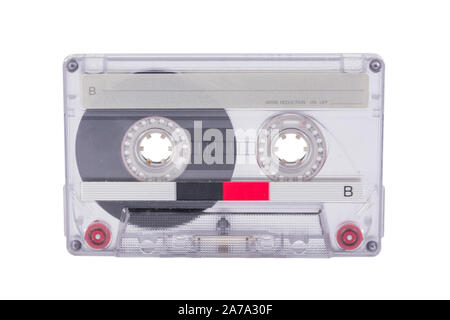 Alte Kassette auf weißem Hintergrund Stockfoto