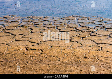 Wasser Schicht nach einem Sturm der Boden bedeckt, die von Trockenheit. Stockfoto