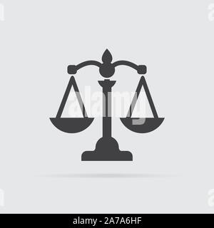 Waage Symbol im flachen Stil auf grauem Hintergrund. Für ihr Design, Logo. Vector Illustration. Stock Vektor