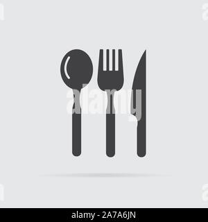 Besteck Icon im flachen Stil auf grauem Hintergrund. Für ihr Design, Logo. Vector Illustration. Stock Vektor