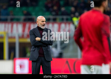 Mailand, Italien. 31 Okt, 2019. Stefano pioli (Mailand) beim AC Mailand vs Spal, italienische Fußball Serie A Männer Meisterschaft in Mailand, Italien, 31. Oktober 2019 - LPS/Francesco Scaccianoce Credit: Francesco Scaccianoce/LPS/ZUMA Draht/Alamy leben Nachrichten Stockfoto