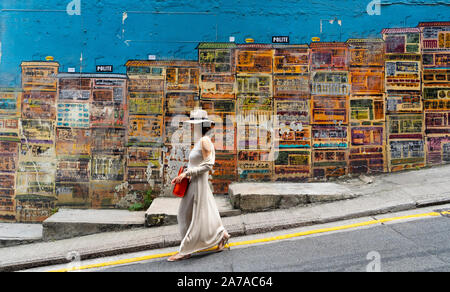 Street Art von Alex Croft auf Graham Street in Central District Hong Kong, China Stockfoto