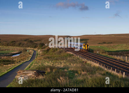 Abellio scotrail Klasse 156 Sprinter Zug 156513 bei Glenwhilly, Ayrshire, Schottland auf der Bahnstrecke nach Stranraer Stockfoto