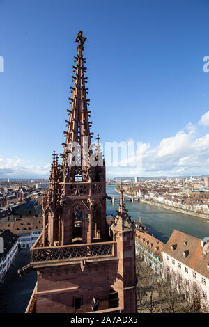 Ansicht von der Oberseite der Basler Münster, Schweiz Stockfoto